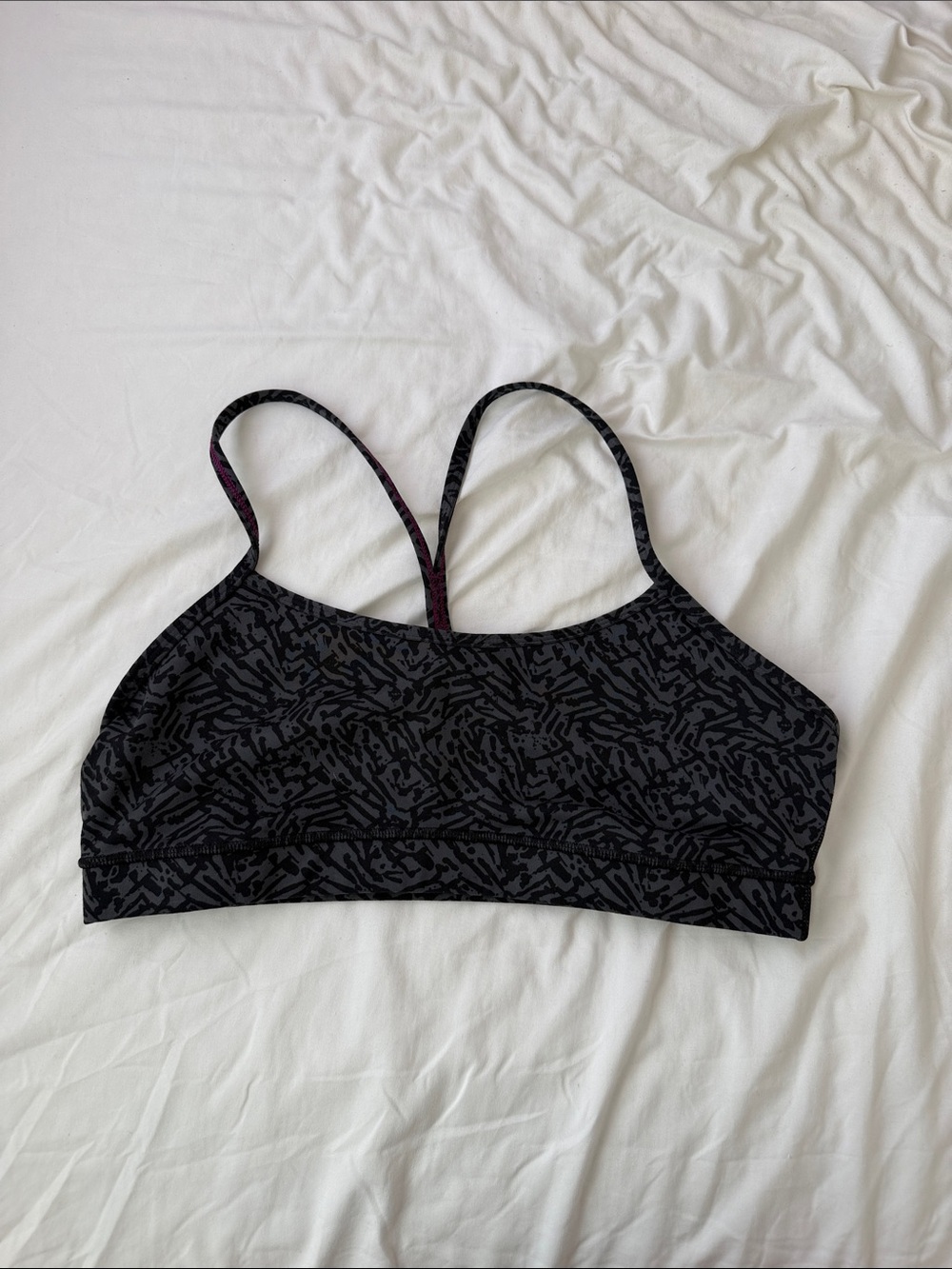 lululemon athletica Black Patterned Thin-Strap Sports Bra
